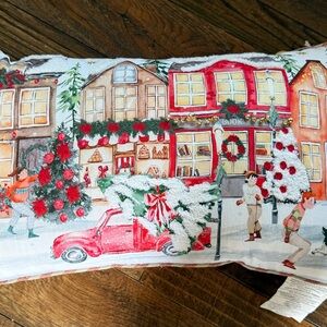 Festive Holiday Pillow with Red and Green Accents